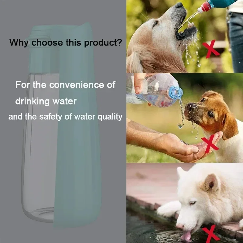 550ml Foldable Leakproof Dog Water Bottle Portable Outdoor Travel Hiking Drinking Bowl for Small Large Dogs Cats Food Grade Mate