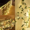 2M Green Leaf String Lights Artificial Ivy Vine Fairy Light Wedding Party Decoration Christmas Home Room Decor Wall Plant Wreath