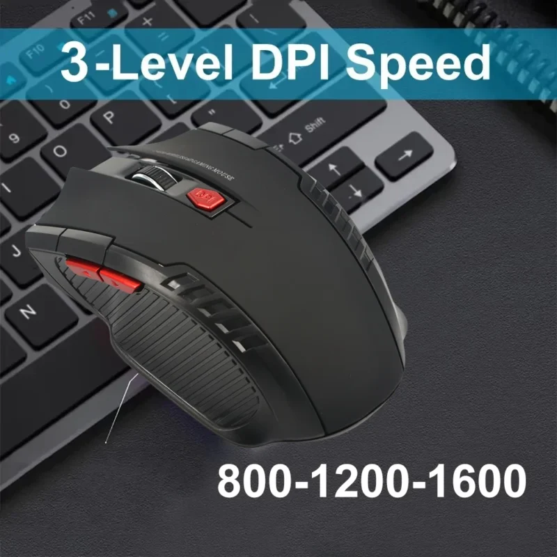 2.4G Wireless Mouse 6 Buttons Gaming Mouse Office Mouse 800-1200-1600 DPI Optical Mice with USB Receiver for Laptop Macbook