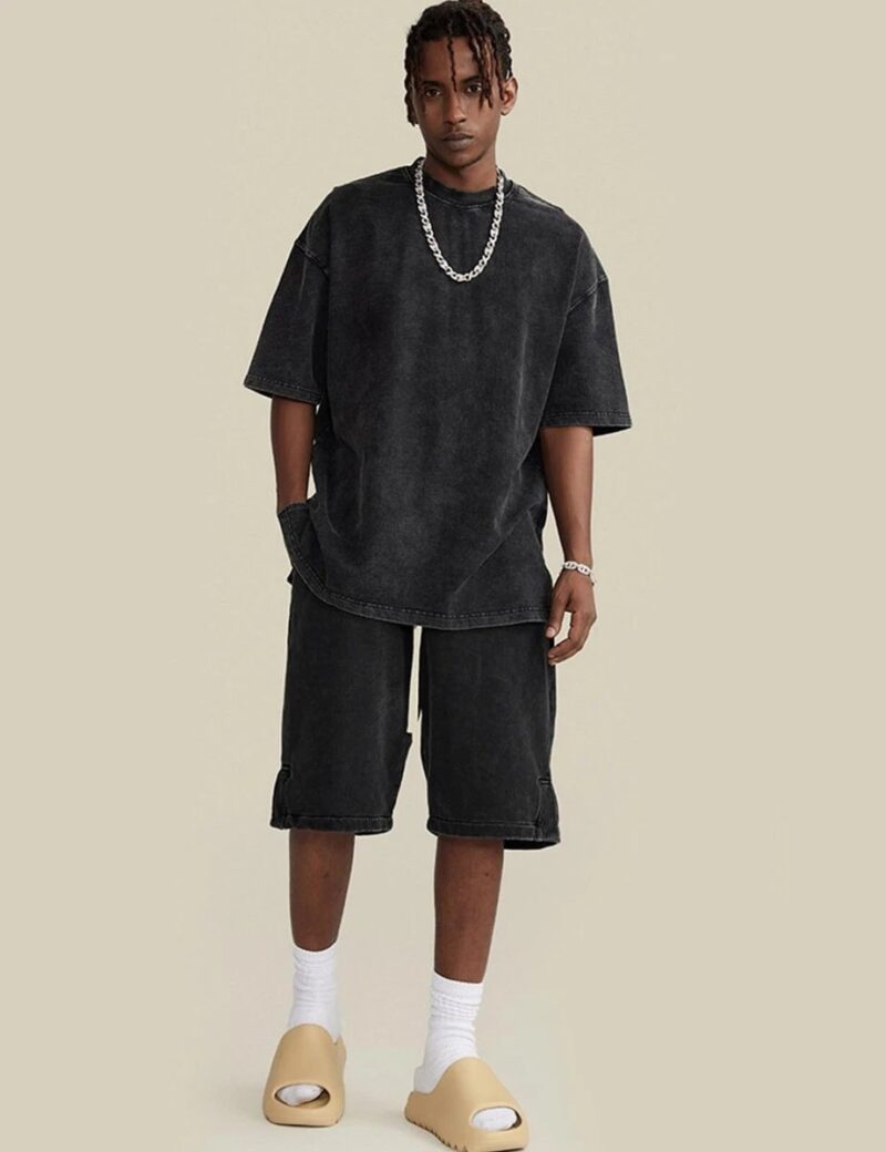 3PC Retro Washed Cotton T-Shirt Set Oversized Unisex Vintage Tee