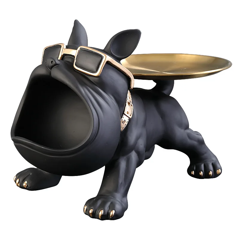 30cm Home Decor Bulldog Figurine Dog Statue Storage Box Animal Ornament Resin Craft Art Sculpture Figurine Home Puppy Sculpture