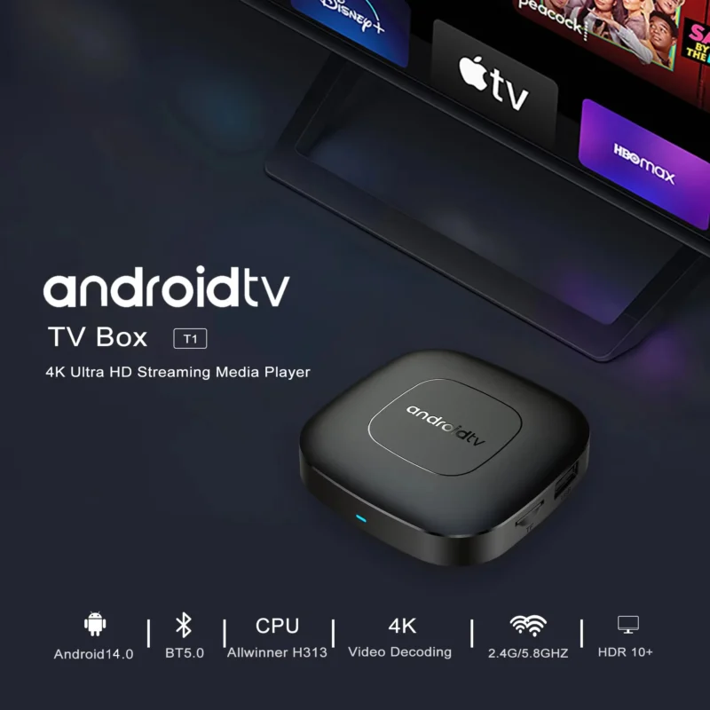 Global Version Mortal T1 Smart Streaming Media Player TV Box AllwinnerH313 Android13 2.4G&5G Wifi 4K  Bluetooth Google Assistant