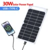 Solar Panel 30W  USB Type-C Waterproof Outdoor Hiking Camping Portable Battery Mobile Phone Charging Bank  Charging Panel  6.8V