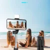 Portable Bluetooth Selfie Stick Tripod Holder with Remote Shutter Fill Light Extendable Wireless Remote Retractable Phone Stand