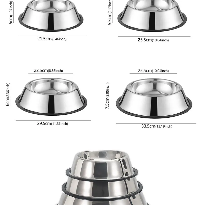 Stainless Steel Pet Dog Bowl Stainless Steel Feeder Skidproof Anti-Tipping Shape Cat Dog Bowls Thickened Easy to Clean Non-Slip