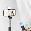 Portable Bluetooth Selfie Stick Tripod Holder with Remote Shutter Fill Light Extendable Wireless Remote Retractable Phone Stand