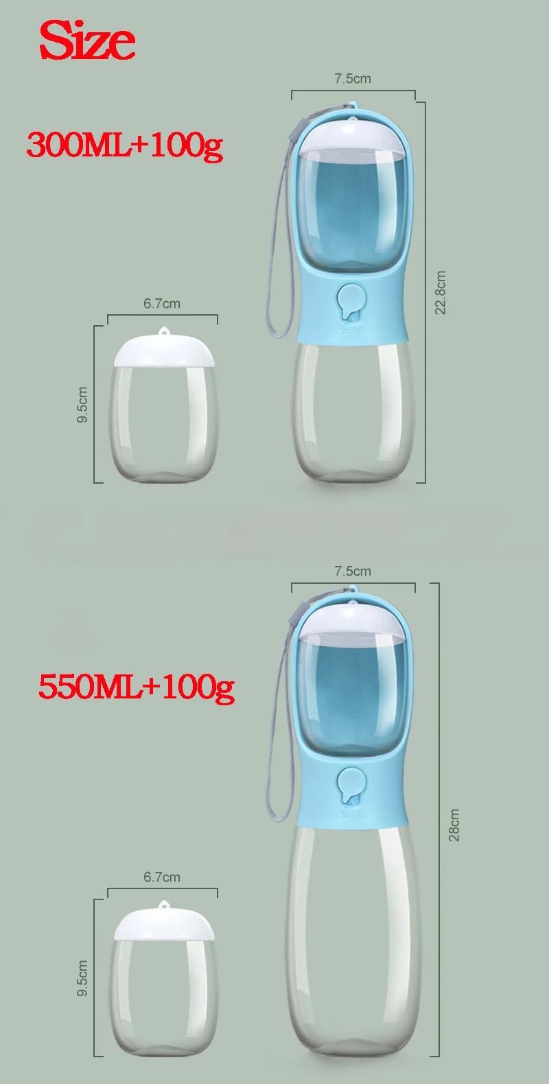 Portable Water Bottle For Dogs Puppy Drinking Bottle Travel Pet Drinker Leakproof Dog Bowl Food Containers Dog Accessories