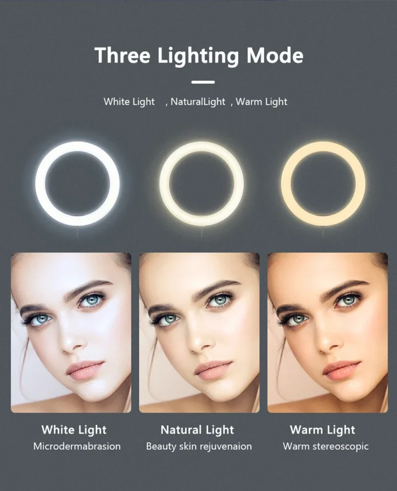 10inch Selfie Ring Light, Photography Fill Light Led Ring Lamp Ringlight for Video Recording Live Broadcast Selfie Led Lamp