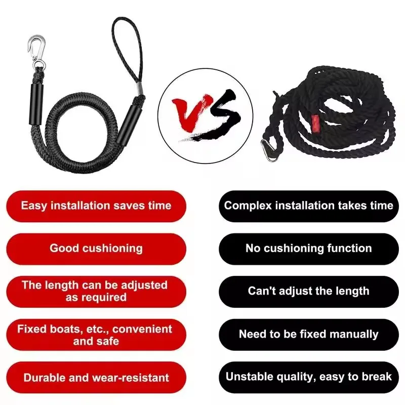 Boat Bungee Dock Lines Cords Docking Rope for Kayak Watercraft SeaDoo Jet Ski Pontoon Canoe Power Boat Mooring Rope Accessories