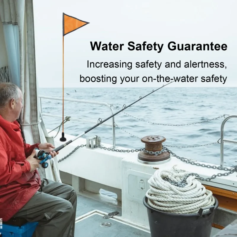Kayak Safety Triangle Flag with Pole Mount Base High Visibility for Boat Fishing Warning Effect