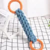 Pet dog toy Double-ring chewable cotton knot toy Tooth cleaning Durable braided bone rope Pet teething toy Pet supplies
