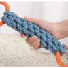 Pet dog toy Double-ring chewable cotton knot toy Tooth cleaning Durable braided bone rope Pet teething toy Pet supplies