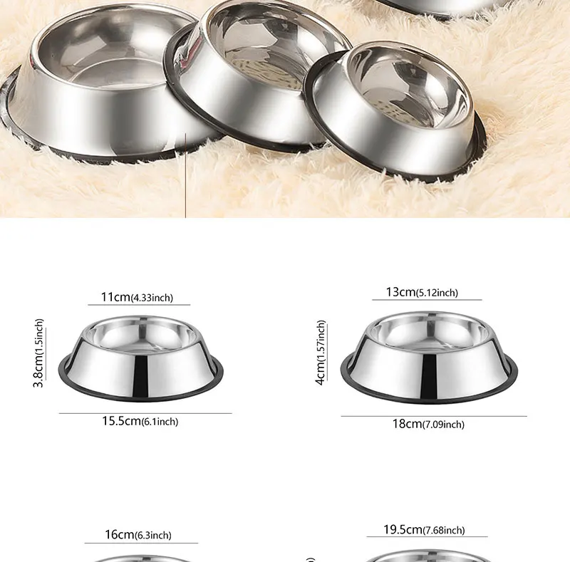Stainless Steel Pet Dog Bowl Stainless Steel Feeder Skidproof Anti-Tipping Shape Cat Dog Bowls Thickened Easy to Clean Non-Slip