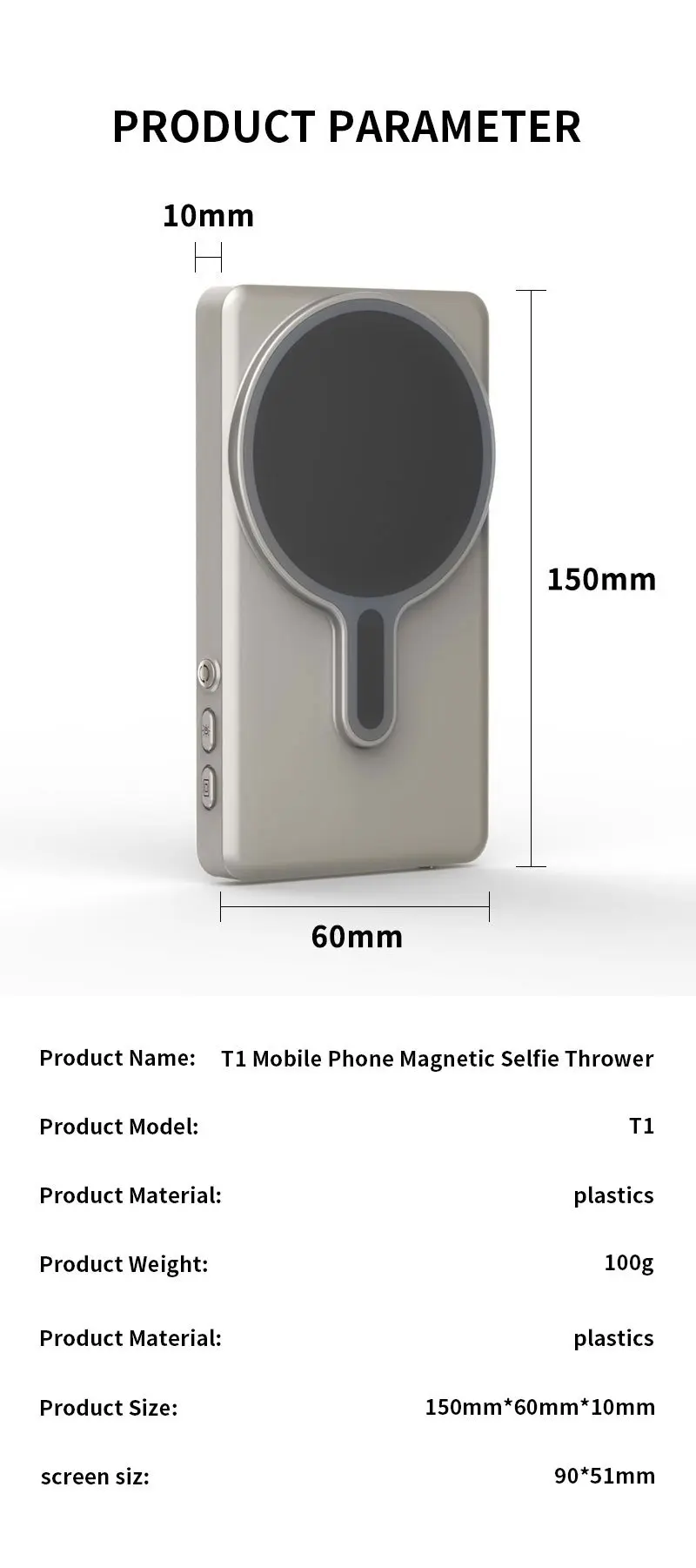 Magnetic Cell Phone Vlog Self Timer Monitor Screen Using Rear Camera Monitor For Live Streaming Creating Content Self-Timer