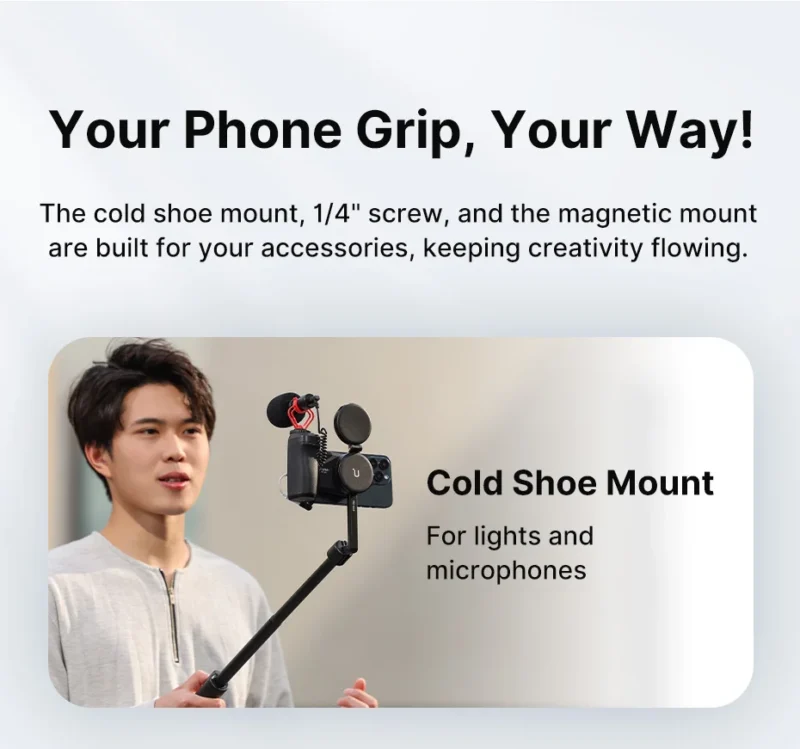 Ulanzi MA35 MagSafe Smartphone Camera Shutter Grip Bluetooth Selfie Handle As Camera Photo Stabilizer Vertical Horizontal Shoot