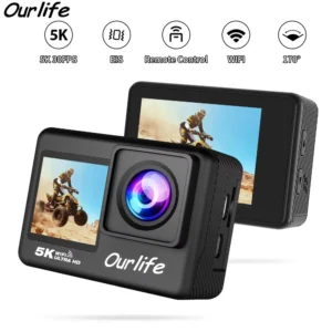 Ourlife 5K Action Camera 4K60FPS 2.0 Inch Touch Screen WiFi 170° Wide Angle 30M Waterproof Helmet Video Recording Sports Cameras