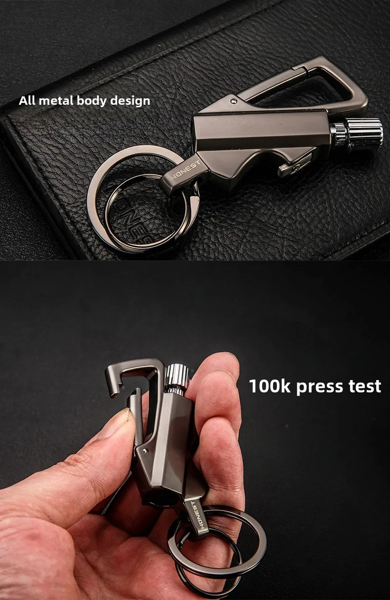 Outdoor Multifunctional Portable Match Keychain, Kerosene Lighter, Metal, Camping Ignition Tool, Men's Gadget