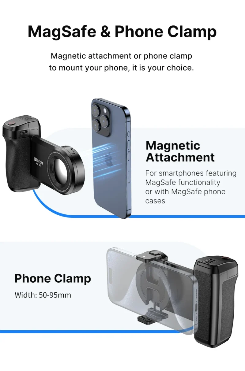 Ulanzi MA35 MagSafe Smartphone Camera Shutter Grip Bluetooth Selfie Handle As Camera Photo Stabilizer Vertical Horizontal Shoot