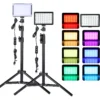 Led Video Light Camera Photography Lighting Kit With Tripod Stand 4 Color RGB Filters For  Filming Streaming Studio Shooting