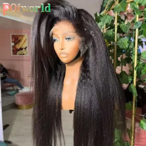 Kinky Straight 13x6 HD Lace Frontal Wig Invisible Drawstring Strap 360 Full Lace Glueless Wig 30 Inch Lace Front Wigs Human Hair