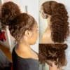 Invisi Strap 360 Full HD Lace Wig 250 Density Curly Glueless Human Hair Wig Chocolate Brown Lace Front Wig Deep Wave Frontal Wig
