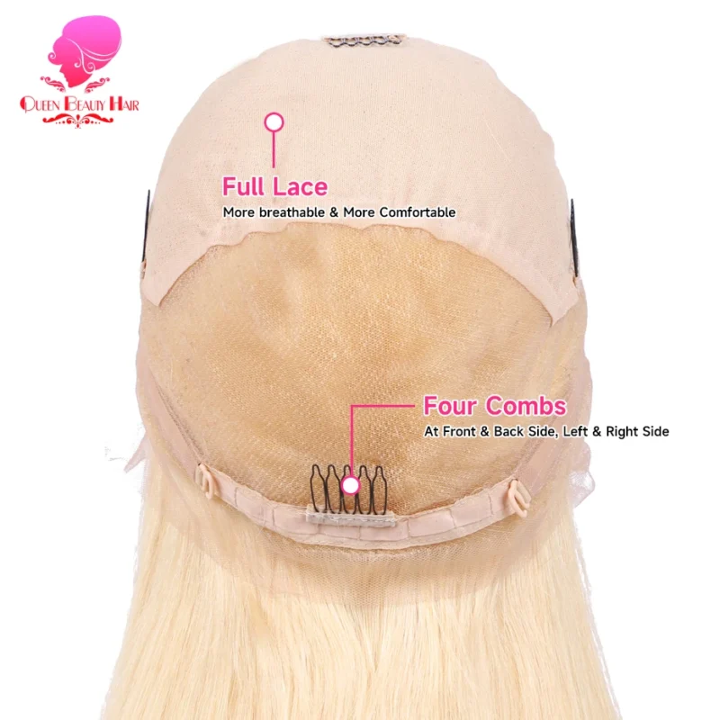 360 Full Lace Wig Human Hair Pre Plucked 613 Blonde Colored Lace Front Wigs Bone Straight Ponytail Human Hair Lace Frontal Wig