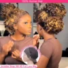 Water Wave 30 Inch Invisible Strap 360 Full Lace Front Wig Honey Blonde Highlight Deep Wave Frontal Wig Glueless Wig Human Hair