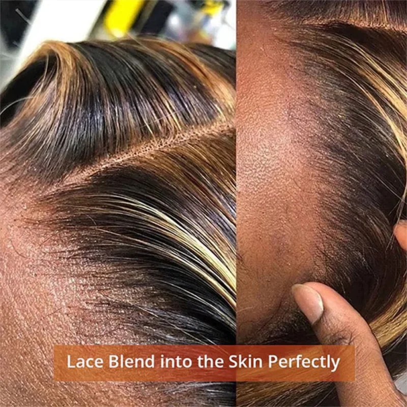 Highlight Color Short Bob Wigs Straight 13x4 Lace Frontal Wigs Brazilian Human Hair 200% Density Full Front Bob Wig For Women