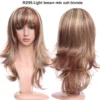 S-noilite Synthetic Hair Straight Brown Wig With Bangs For Black Women Fake Hair Heat Resistant Wigs For African American