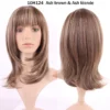 S-noilite Synthetic Hair Straight Brown Wig With Bangs For Black Women Fake Hair Heat Resistant Wigs For African American