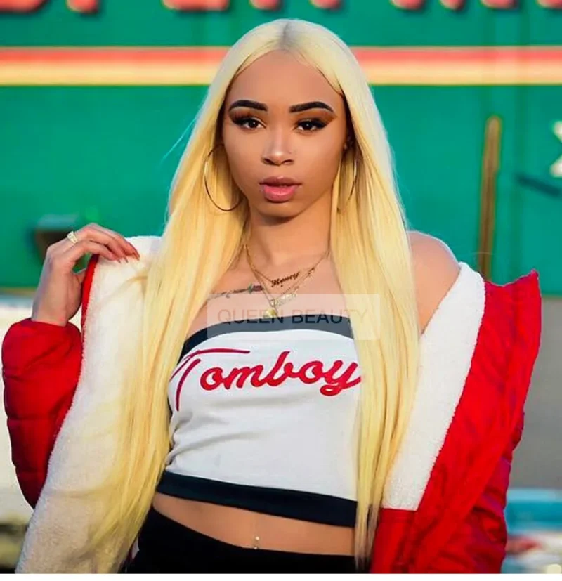360 Full Lace Wig Human Hair Pre Plucked 613 Blonde Colored Lace Front Wigs Bone Straight Ponytail Human Hair Lace Frontal Wig