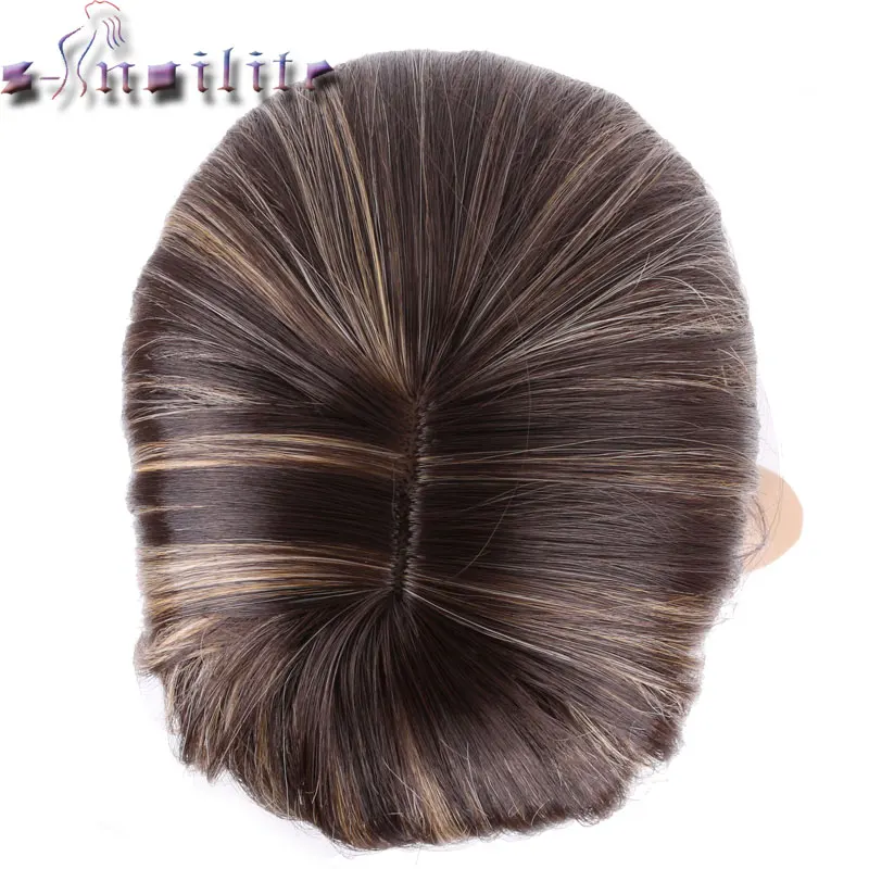 S-noilite Synthetic Hair Straight Brown Wig With Bangs For Black Women Fake Hair Heat Resistant Wigs For African American