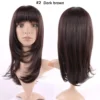 S-noilite Synthetic Hair Straight Brown Wig With Bangs For Black Women Fake Hair Heat Resistant Wigs For African American