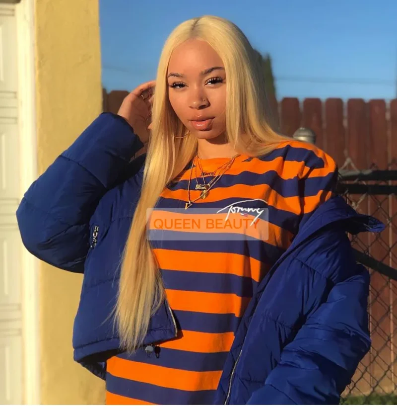 360 Full Lace Wig Human Hair Pre Plucked 613 Blonde Colored Lace Front Wigs Bone Straight Ponytail Human Hair Lace Frontal Wig