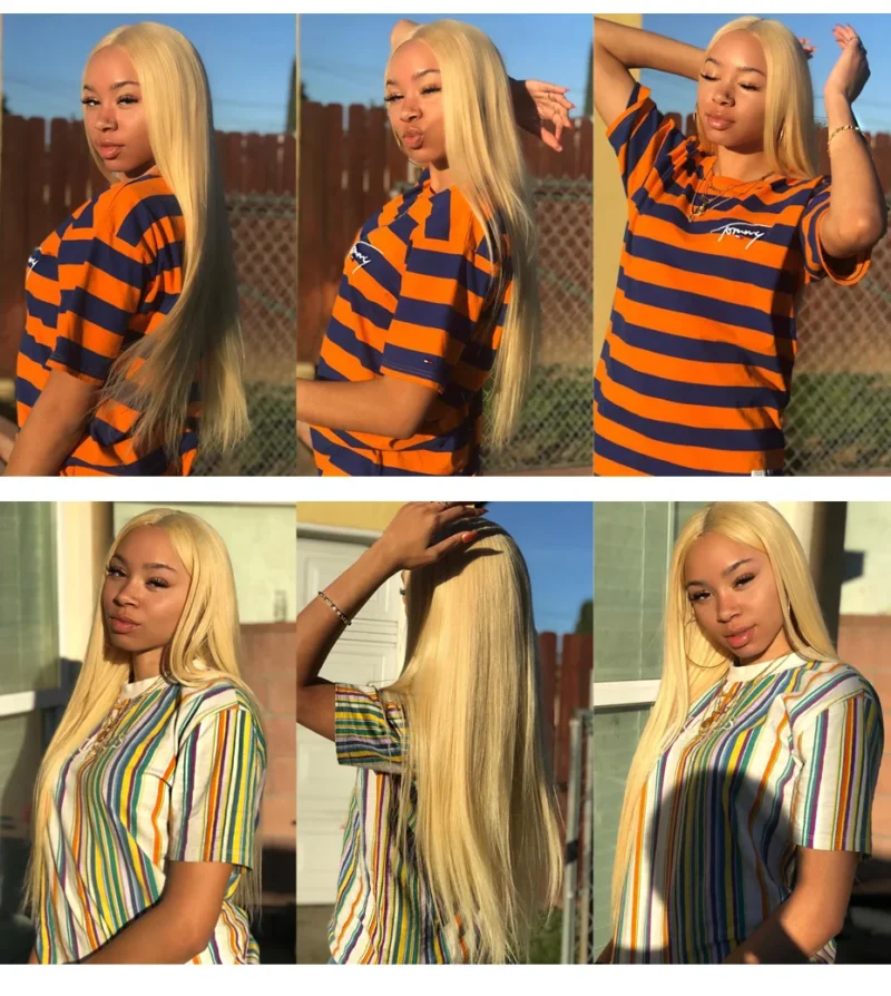 360 Full Lace Wig Human Hair Pre Plucked 613 Blonde Colored Lace Front Wigs Bone Straight Ponytail Human Hair Lace Frontal Wig