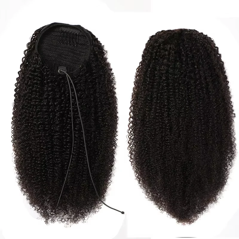 Maxine Afro Kinky Curly Drawstring Ponytail Hair Extensions Indian 100% Remy Human Hair Afro Curly Clip in Human Hair Extensions