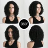 12 Inch Synthetic Afro Black Curly Wigs for Women Wave African American Wig with Side Bang Natural Hairstyles Full Hair Replacem