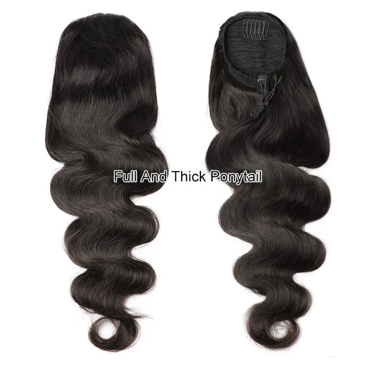 Body Wave Human Hair Drawstring Ponytail Extensions Remy Hairpiece Natural Ponytail Clip In Hair Extensions For Woman 100G/piece