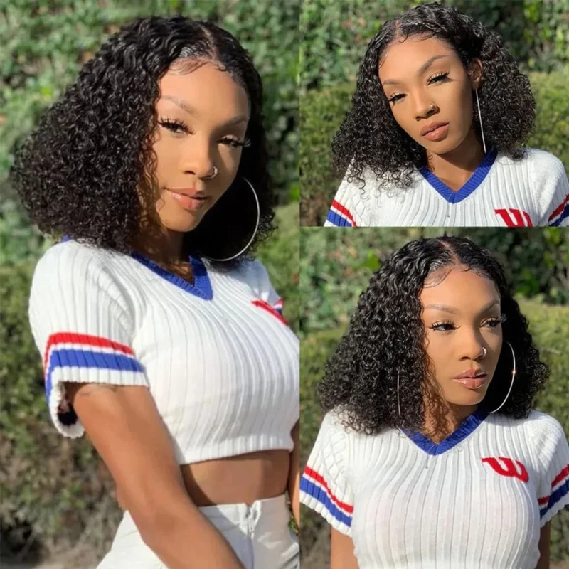 Wear And Go 100 Half Bob Wigs Human Hair 13x6 Glueless Lace Front Braided Wig Hd Frontal Kinky Burmese Curly Bob Deep Wave Water