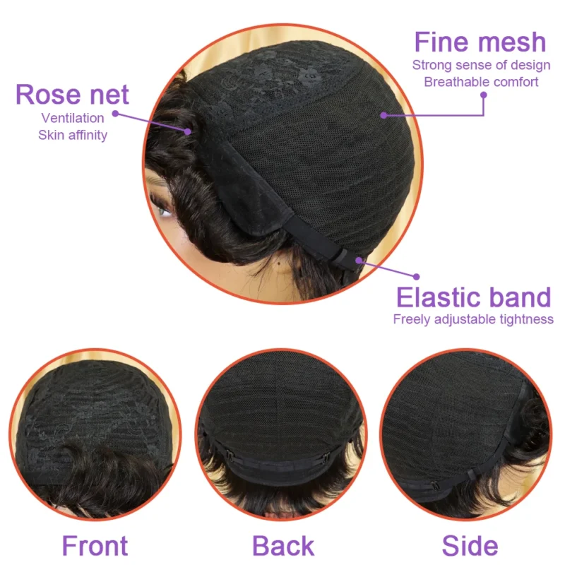 Short Afro Kinky Curly Wigs Afro Curly Wig Brazilian Human Hair Wigs for Women Full Machine Made Human Hair Wigs With Bang