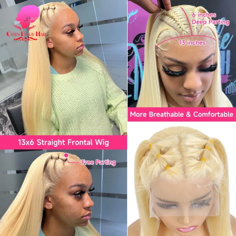360 Full Lace Wig Human Hair Pre Plucked 613 Blonde Colored Lace Front Wigs Bone Straight Ponytail Human Hair Lace Frontal Wig