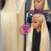 360 Full Lace Wig Human Hair Pre Plucked 613 Blonde Colored Lace Front Wigs Bone Straight Ponytail Human Hair Lace Frontal Wig