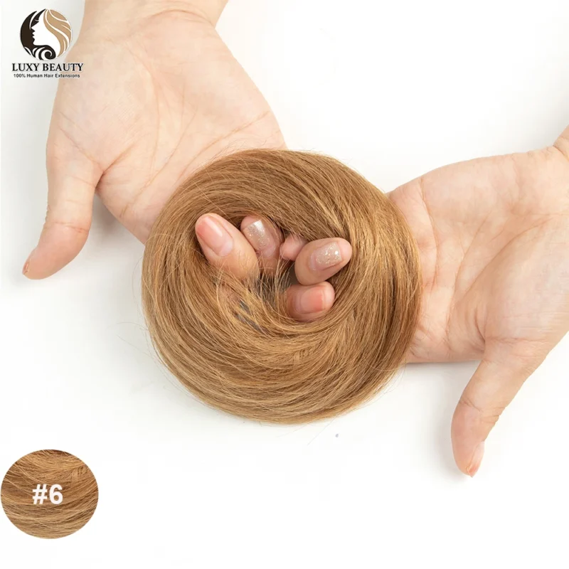 Human Hair Buns Ponytail Hairpiece Brazilian Hair Pieces Bun For Women Scrunchies Updos Donut Chignon 100% Human Hair Extensions