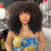 Afro Kinky Curly Human Hair Wig With Bangs For Black Women 180% 250% Density Brazilian Remy Full Machine Made Hair Yarra