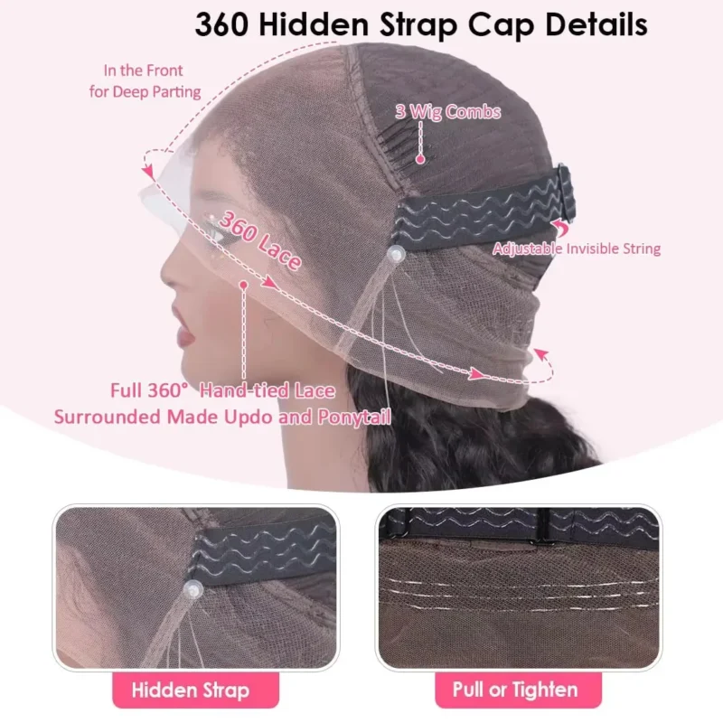Invisi Strap 360 Full Lace Glueless Body Wave Human Hair Wig Pre Plucked Body Wave Wigs Human Hair 360 Full Lace Wig Human Hair