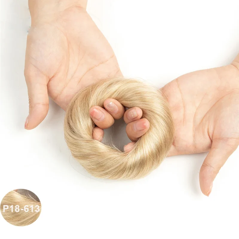Human Hair Buns Ponytail Hairpiece Brazilian Hair Pieces Bun For Women Scrunchies Updos Donut Chignon 100% Human Hair Extensions
