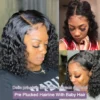 Wear And Go 100 Half Bob Wigs Human Hair 13x6 Glueless Lace Front Braided Wig Hd Frontal Kinky Burmese Curly Bob Deep Wave Water
