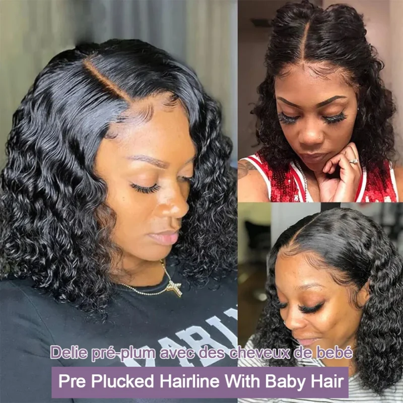 Wear And Go 100 Half Bob Wigs Human Hair 13x6 Glueless Lace Front Braided Wig Hd Frontal Kinky Burmese Curly Bob Deep Wave Water