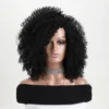 12 Inch Synthetic Afro Black Curly Wigs for Women Wave African American Wig with Side Bang Natural Hairstyles Full Hair Replacem