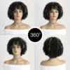 12 Inch Synthetic Afro Black Curly Wigs for Women Wave African American Wig with Side Bang Natural Hairstyles Full Hair Replacem